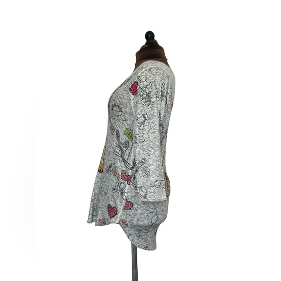 Inoah Tunic Top Artsy French Bulldog Paris Eiffel Tower Soft Knit Sweater Size M - Picture 3 of 13